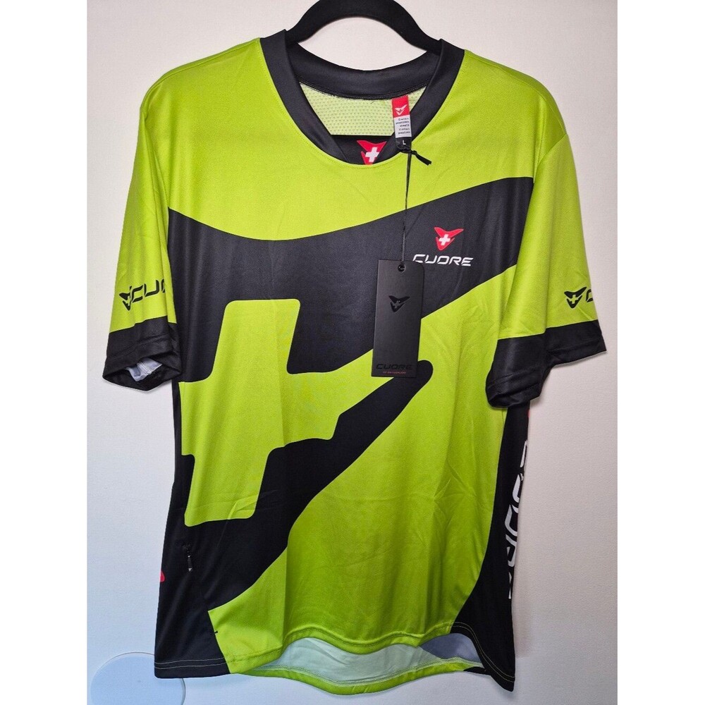 NWT Cuore Freeride Cycling Jersey Short Sleeve Men Large Green Black